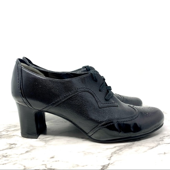 Naturalizer N5 Jodell Leather Wingtip Lace Up Oxford Pumps 8.5 Wide Retro Preppy - Picture 2 of 16